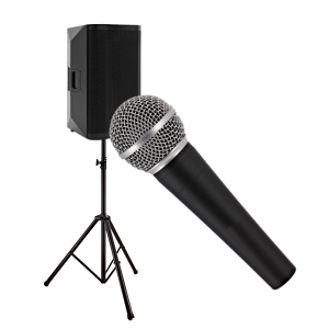 Mikrofon og højtaler med forstærker